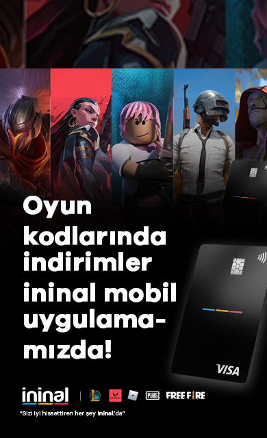 pubg mobil, valorant, league of legends, free fire ve roblox oyun kodlarında indirimler ininal mobil uygulamada!